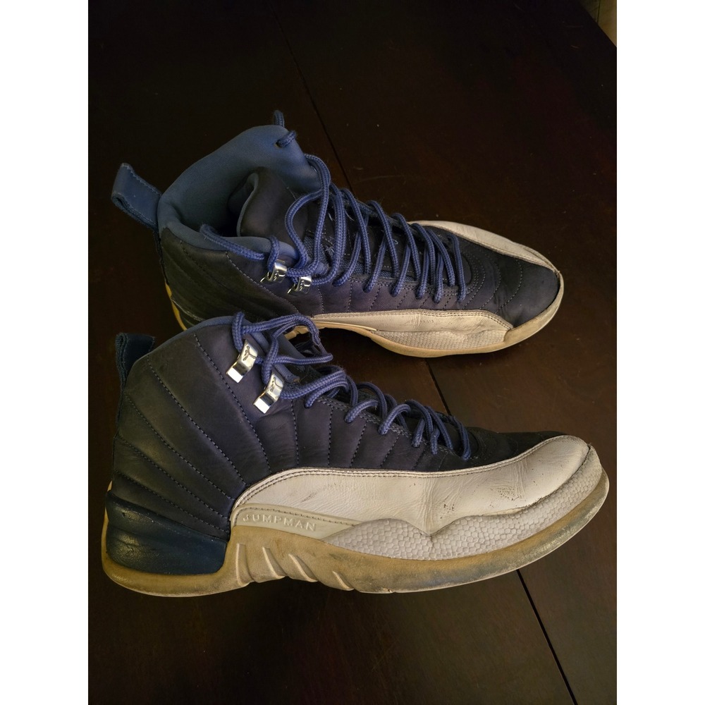 Jordan 12 Retro Stone Blue Indigo White Mens Basketball Shoes 130690-404 Size 9